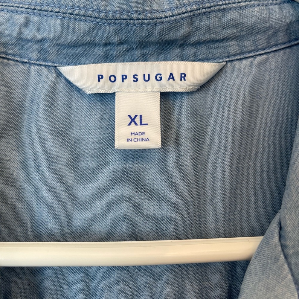 POPSUGAR Blue Chambray Mini Dress With Pockets Women Size XL - Picture 9 of 11
